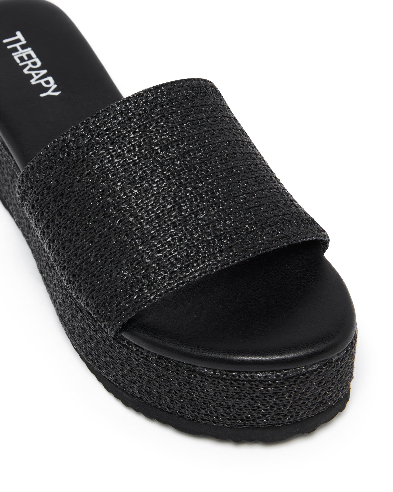 Therapy Shoes Avery Black Raffia | Women's Sandals | Slides | Flatform