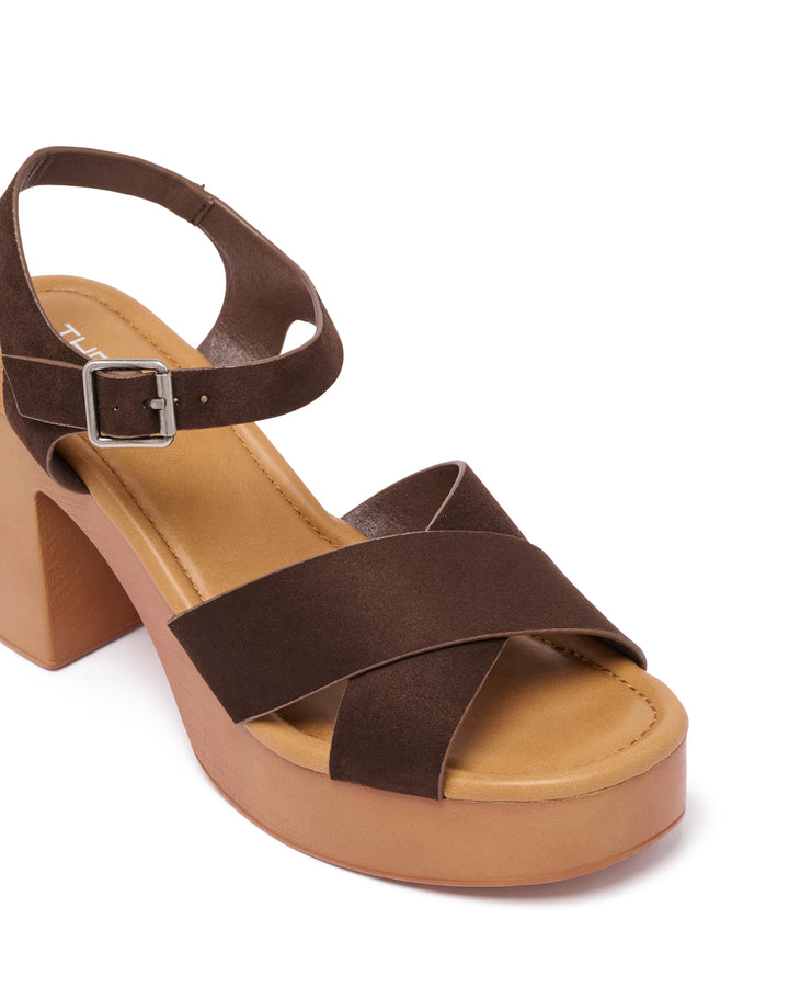 Brynn Clog Heel Chocolate Suede