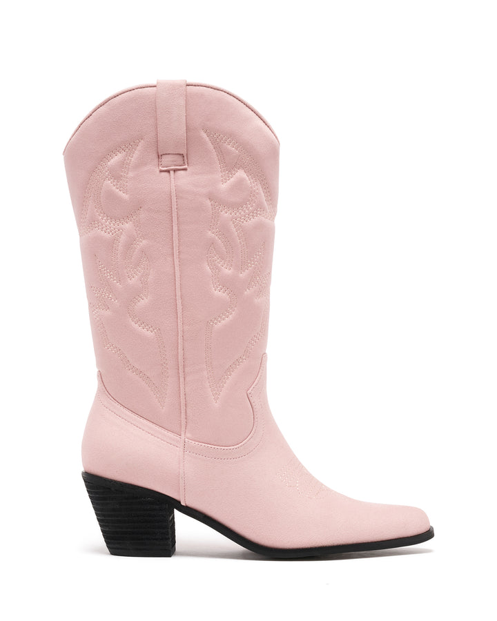 Clayton Cowboy Boot Pale Pink Suede