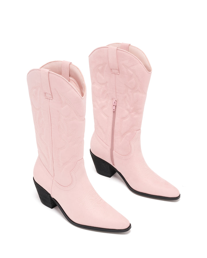 Clayton Cowboy Boot Pale Pink Suede