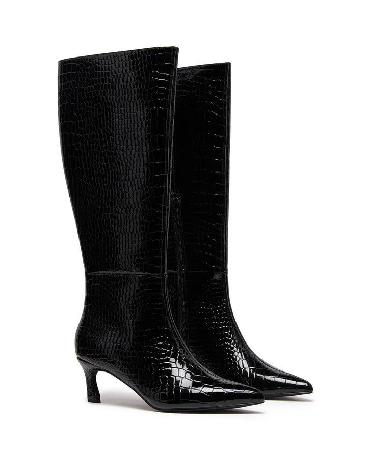Dove Tall Boot Black Croc