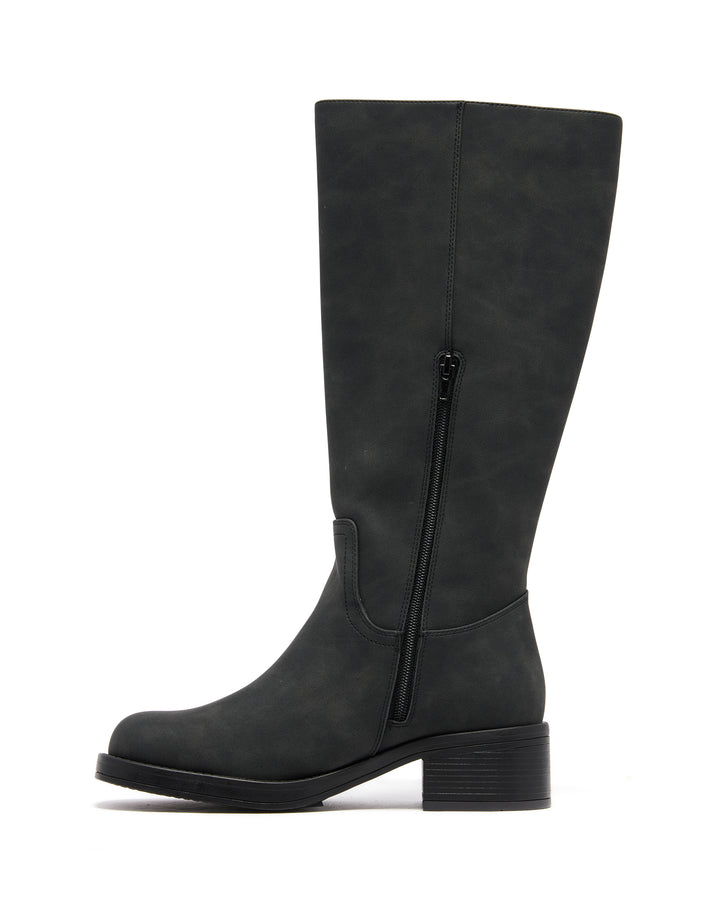 Fever Tall Boot Black Waxy Tumbled