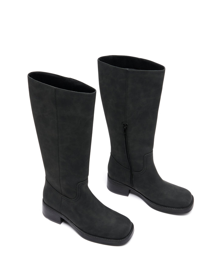 Fever Tall Boot Black Waxy Tumbled