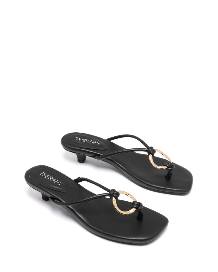 Haydn Thong Heel Black Smooth
