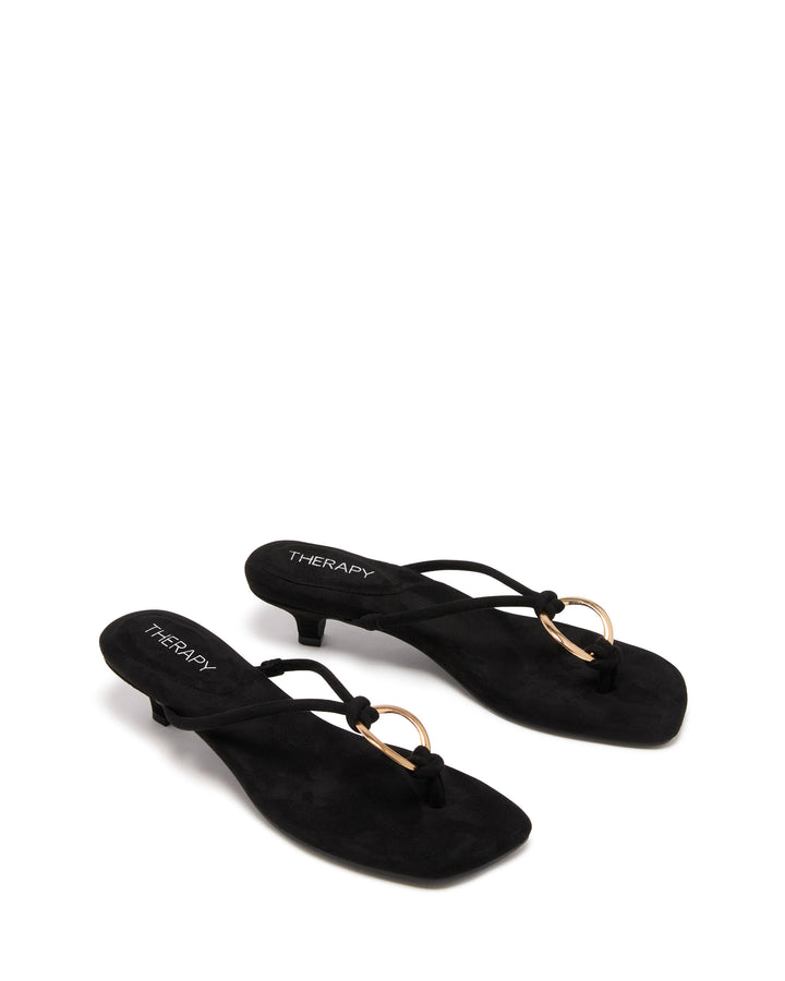 Haydn Thong Heel Black Microsuede