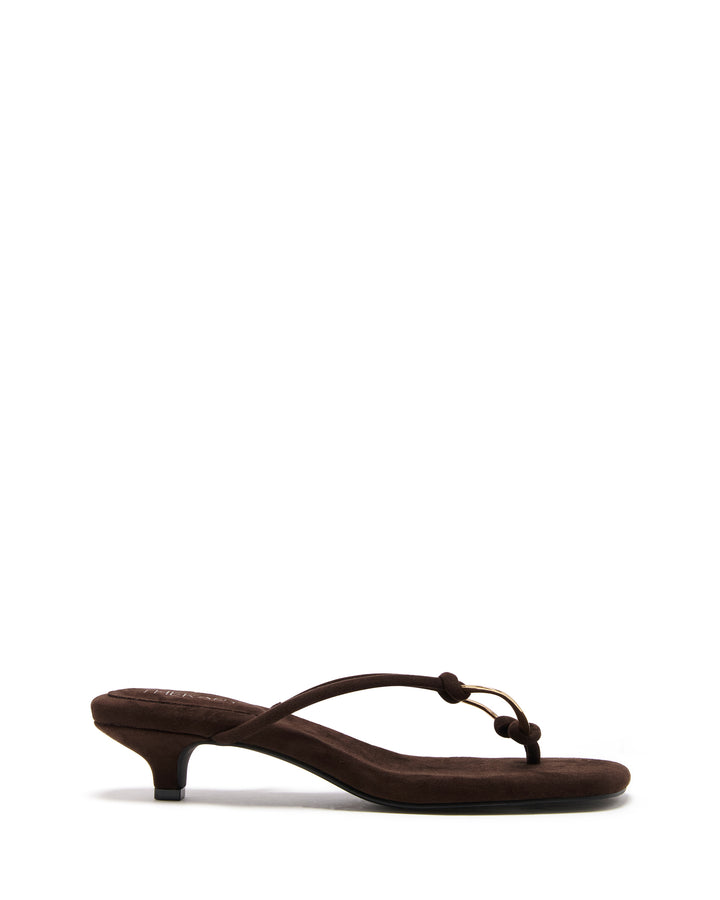 Haydn Thong Heel Chocolate Microsuede