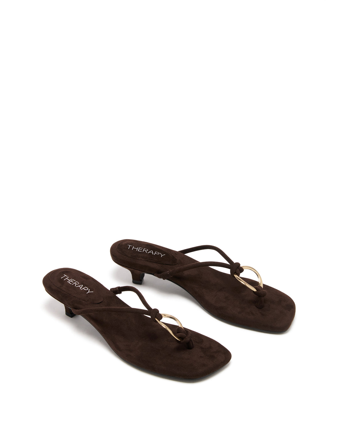 Haydn Thong Heel Chocolate Microsuede