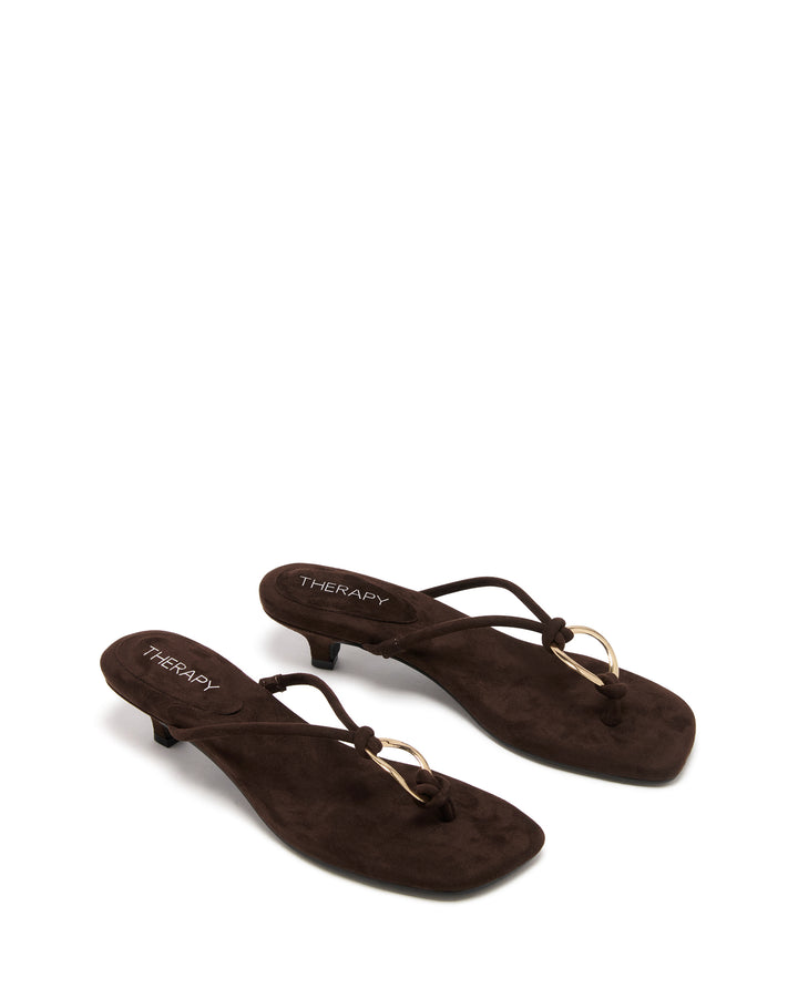 Haydn Thong Heel Chocolate Microsuede