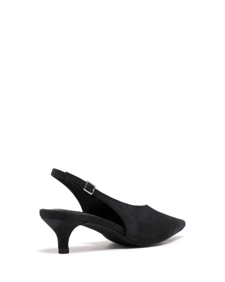Indiana Slingback Heel Black Suede