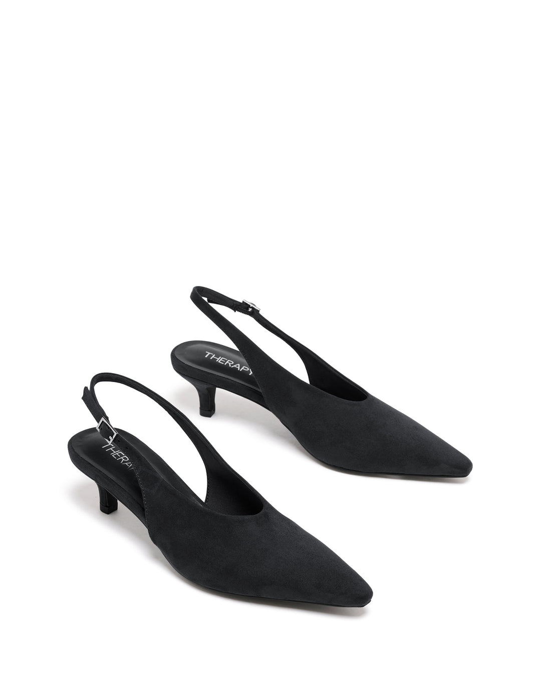 Indiana Slingback Heel Black Suede