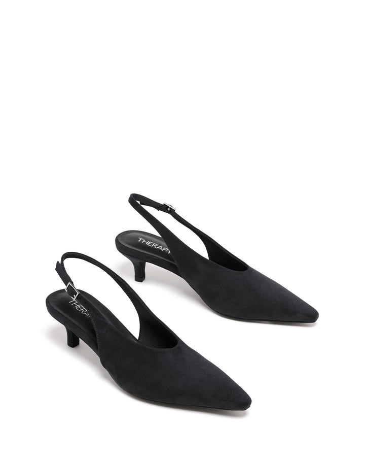 Indiana Slingback Heel Black Suede