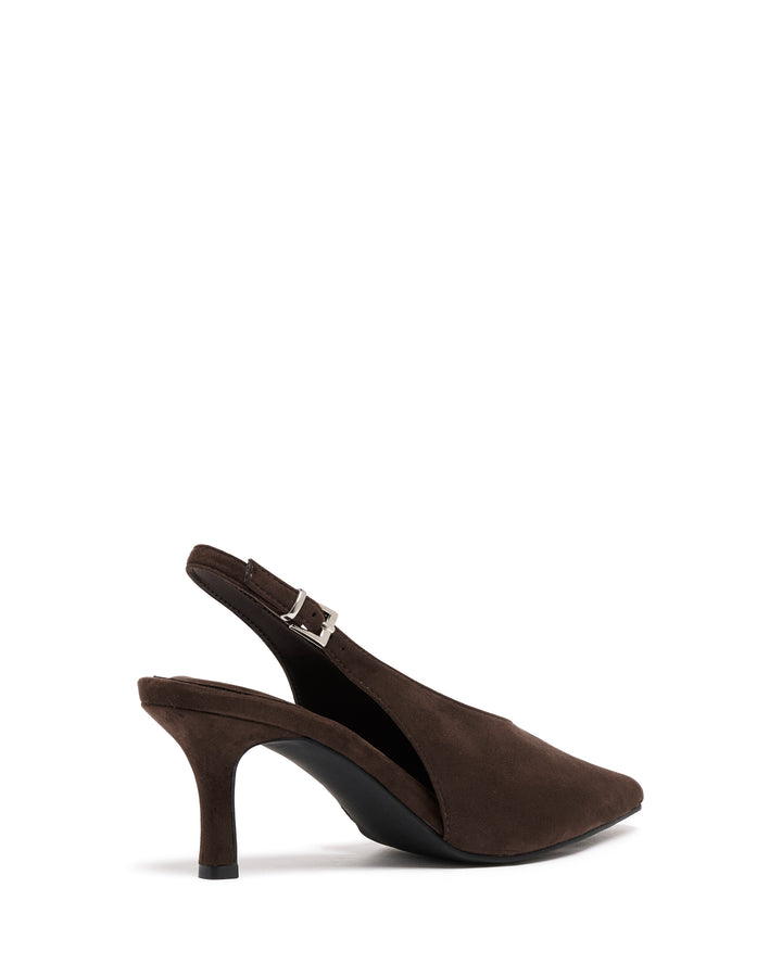 Jacs Slingback Pump Chocolate Microsuede