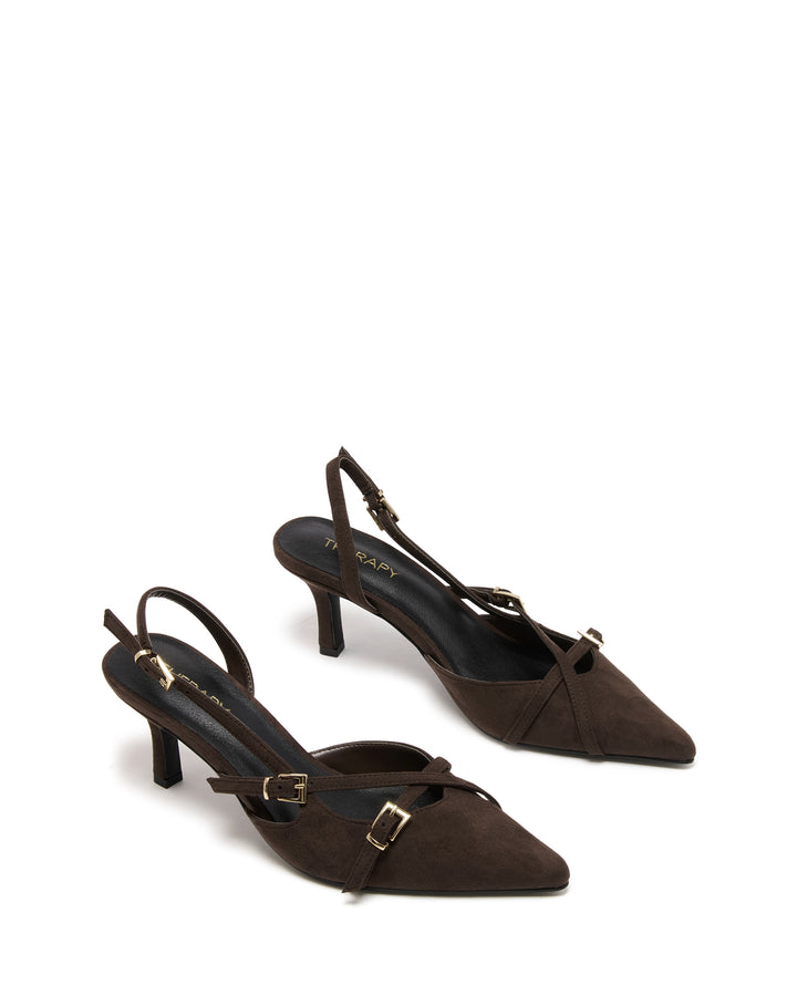 Juicy Slingback Pump Chocolate Microsuede