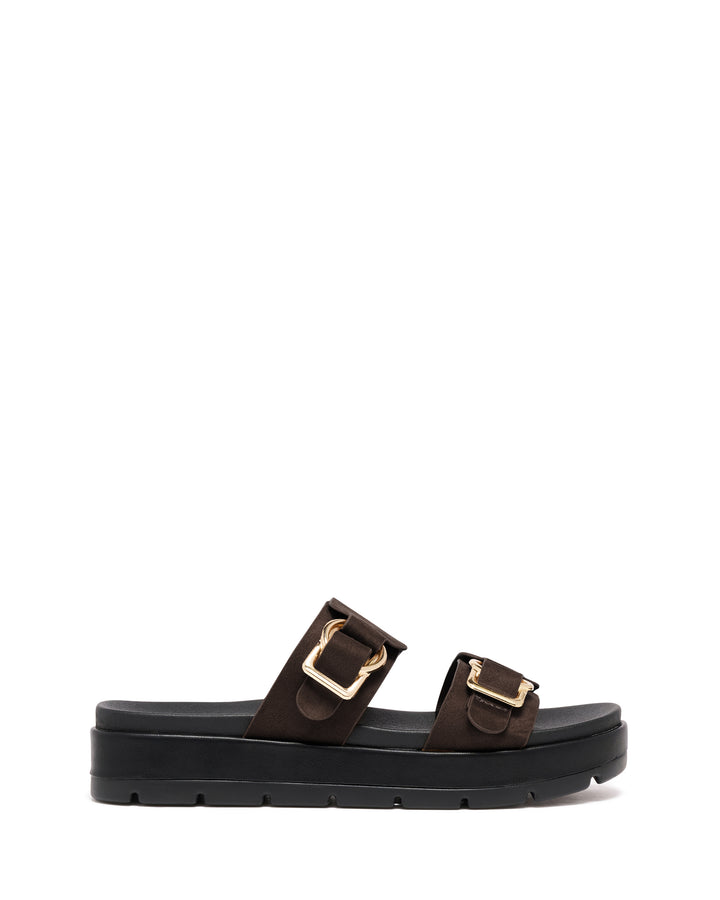 Litmus Flatform Sandals Chocolate Suede
