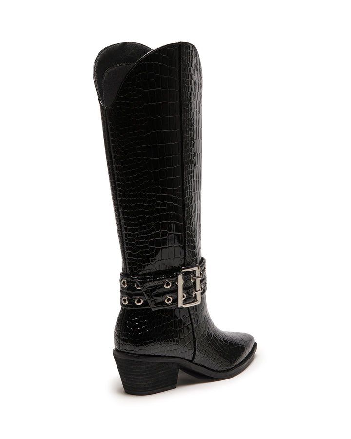 Maiden Cowboy Boot Black Patent Croc