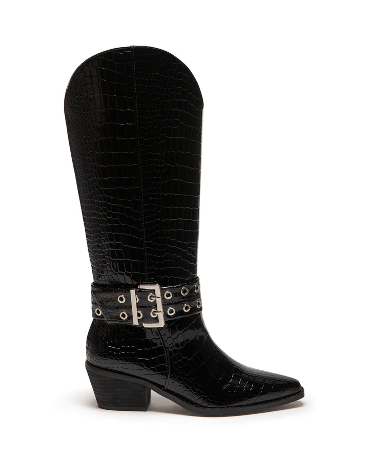 Maiden Cowboy Boot Black Patent Croc