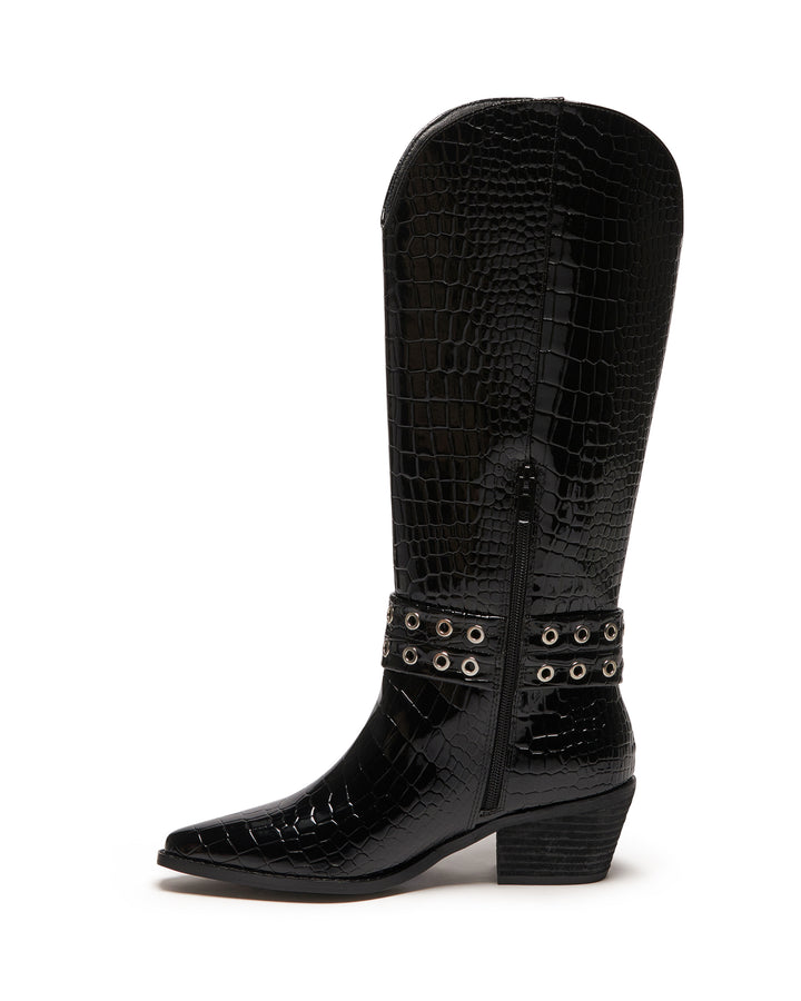Maiden Cowboy Boot Black Patent Croc