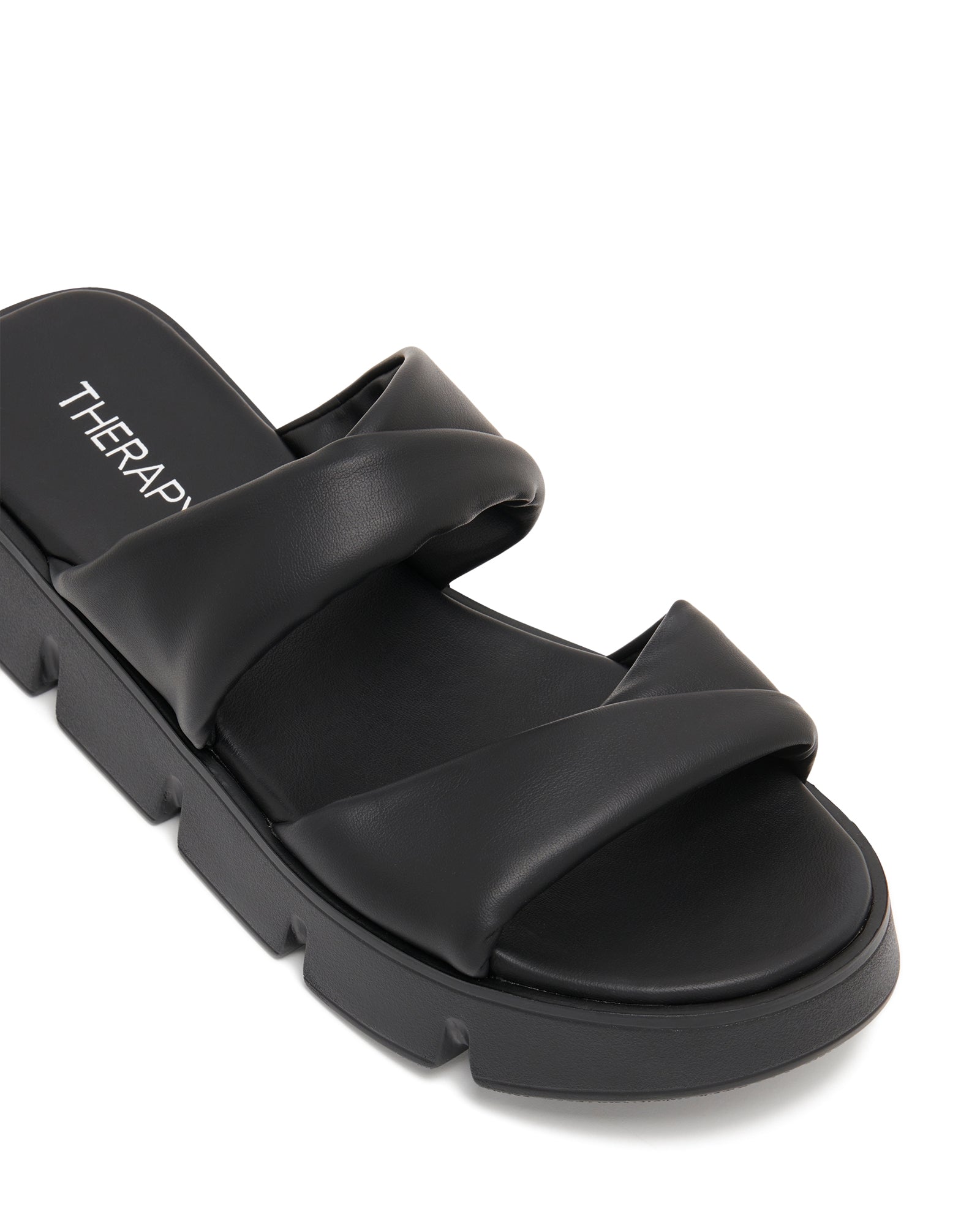Therapy Shoes Maxie Black Smooth | Women's Sandals | Slides | Flatform
