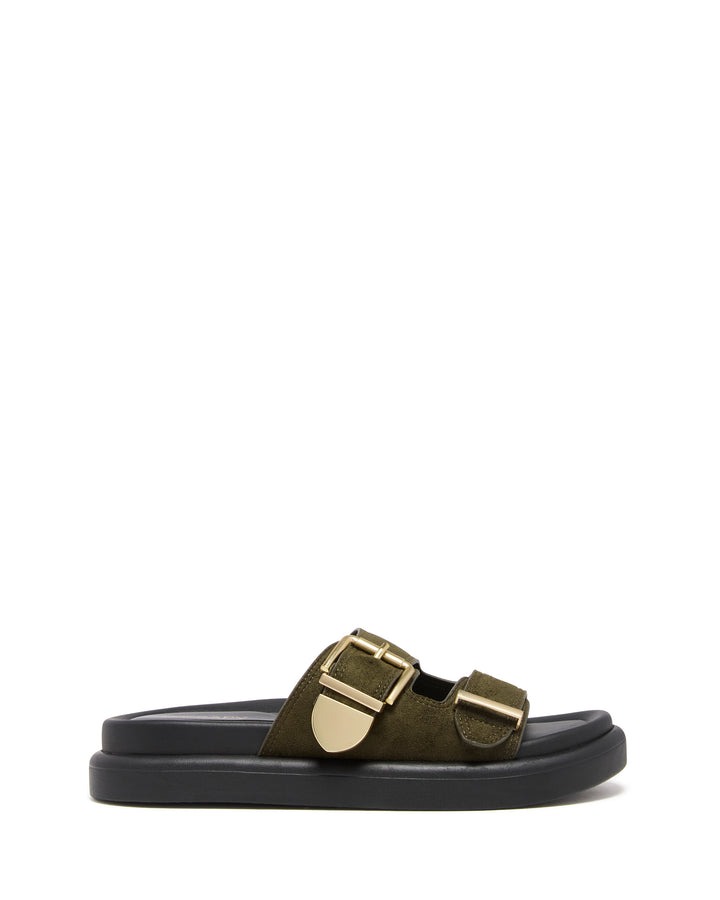 Paxton Sandal Khaki Microsuede