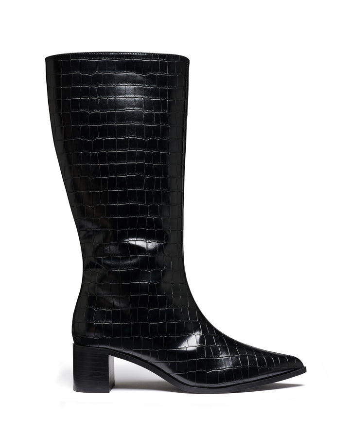 Penny Tall Boot Black Croc