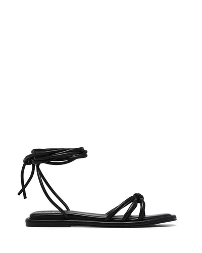 Therapy Shoes Raye Black Smooth | Women's Sandals | Flats | Tie Up