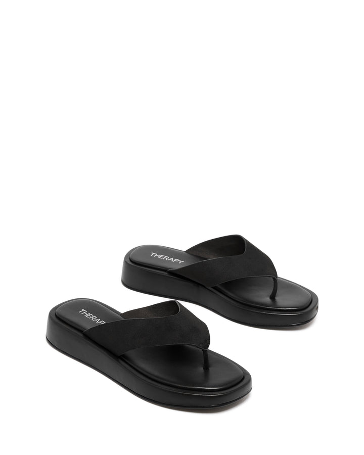 Veda Thong Sandal Black Suede