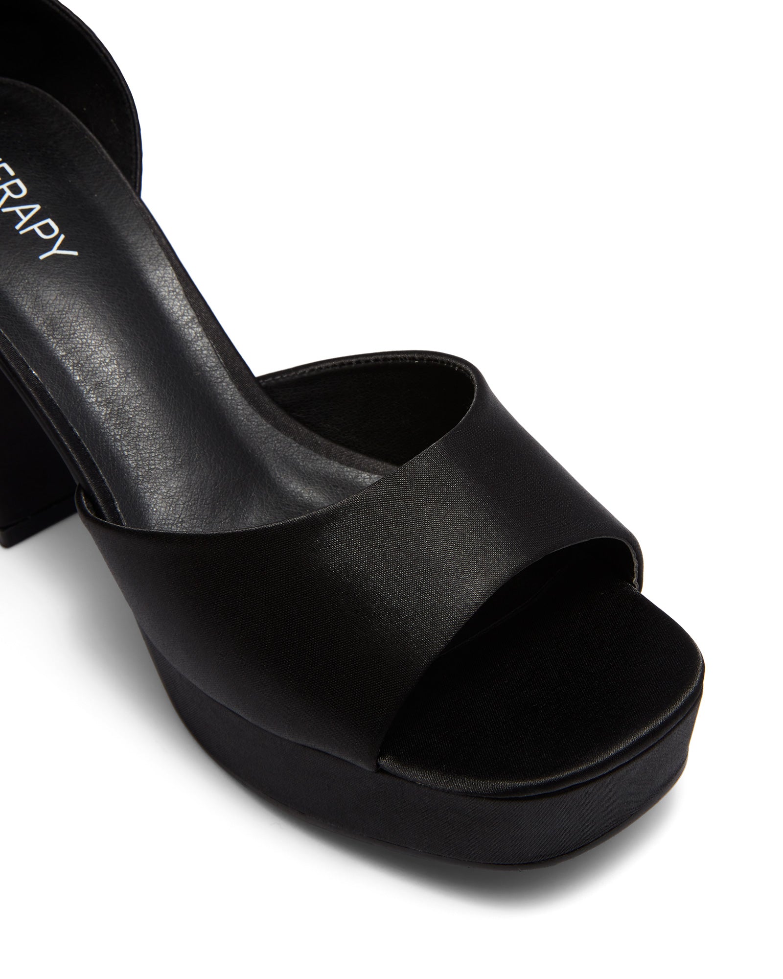 Therapy Shoes Ashton Black Satin | Women's Heels | Platform | Block Heel