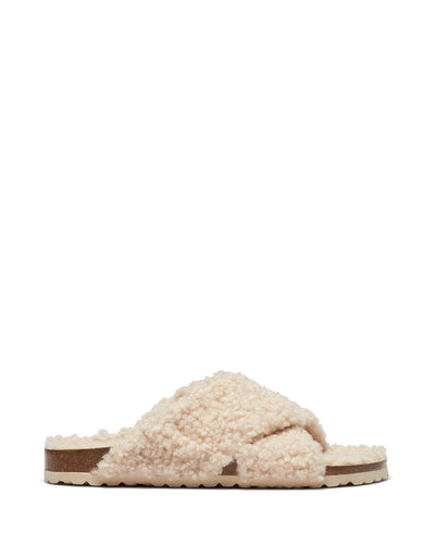 Therapy Shoes Bingley Natural | Women's Slides | Sandals | Faux Fur  