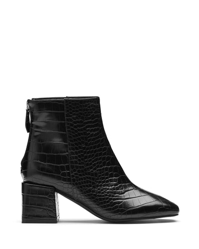Therapy Shoes Cody Black Croc | Women's Boots | Ankle | Low Block Heel 