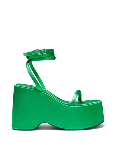 Therapy Shoes x Ella May Ding | Elevate Green Satin | Women's Heels | Platform
