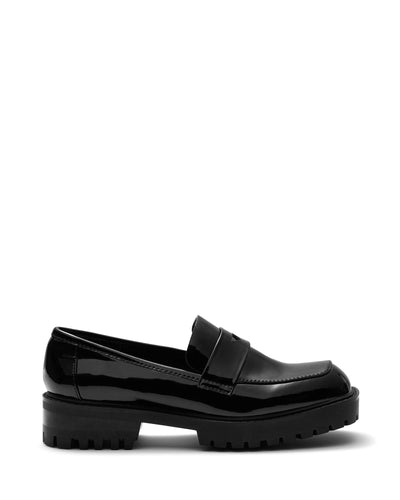 Therapy Shoes Royce Black High Shine | Women's Loafers | Flats | Square Toe