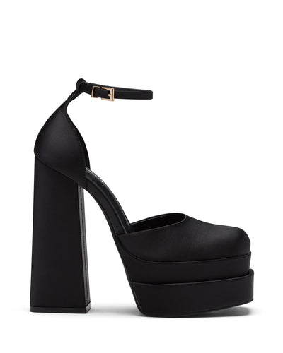 Therapy Shoes Viva Black Satin | Women's Heels | Platform | High Block