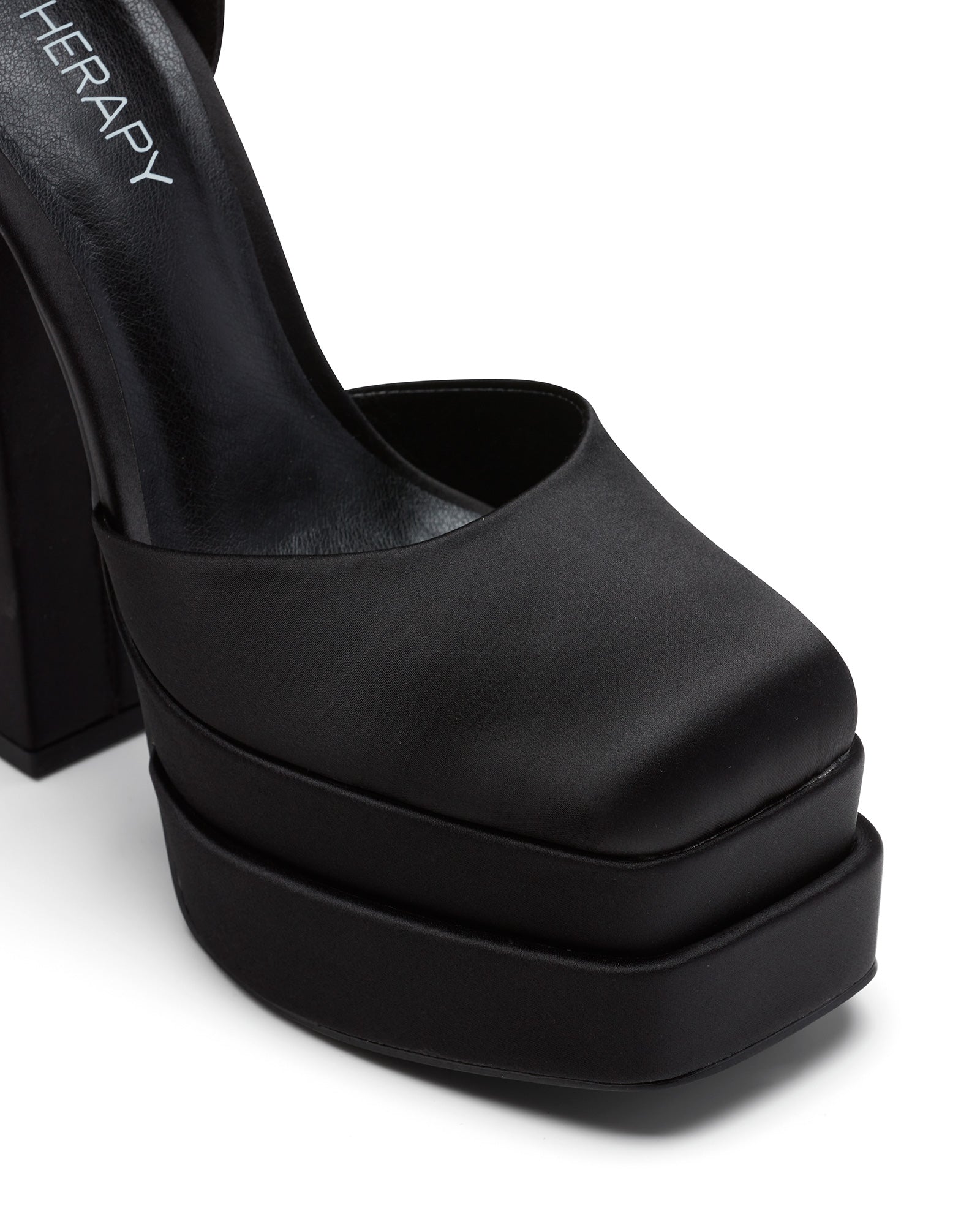 Therapy Shoes Viva Black Satin | Women's Heels | Platform | High Block