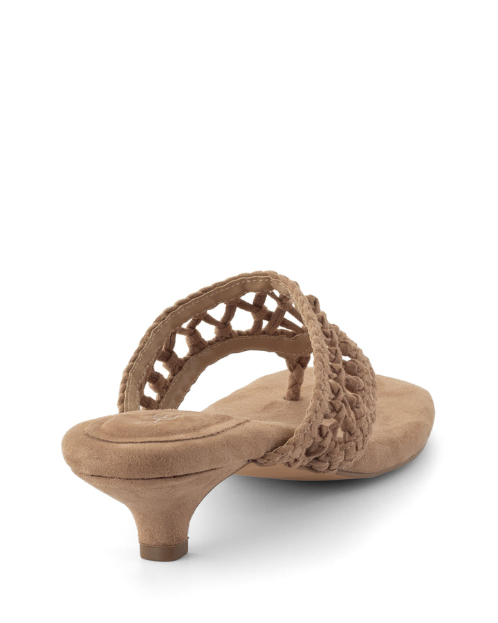 Cannes Thong Heel Cashew Suede