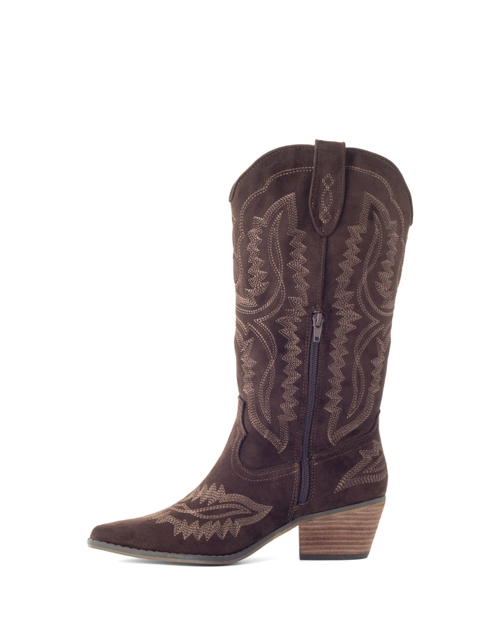 Mustang Cowboy Boot Chocolate Suede