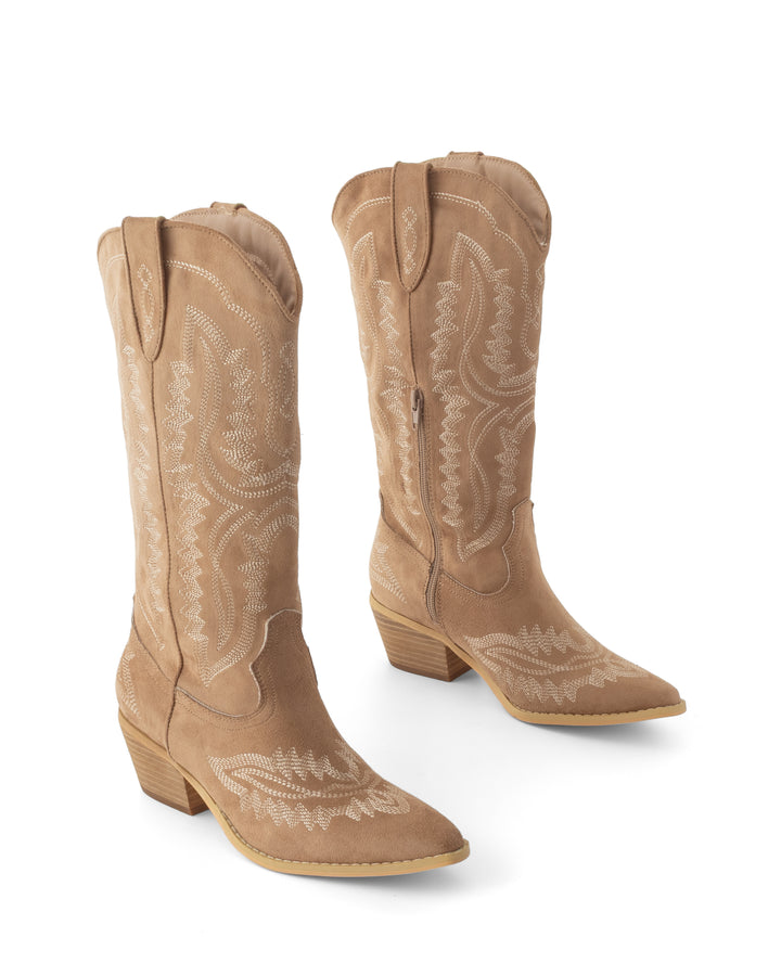 Mustang Cowboy Boot Toffee Suede