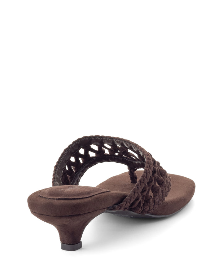 Cannes Thong Heel Chocolate Suede