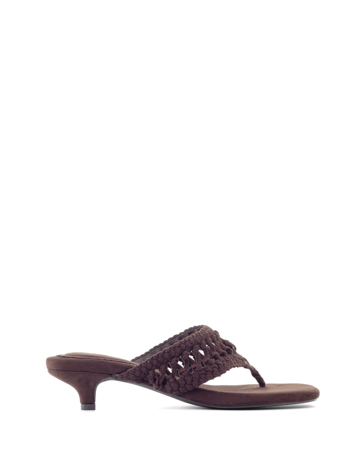 Cannes Thong Heel Chocolate Suede