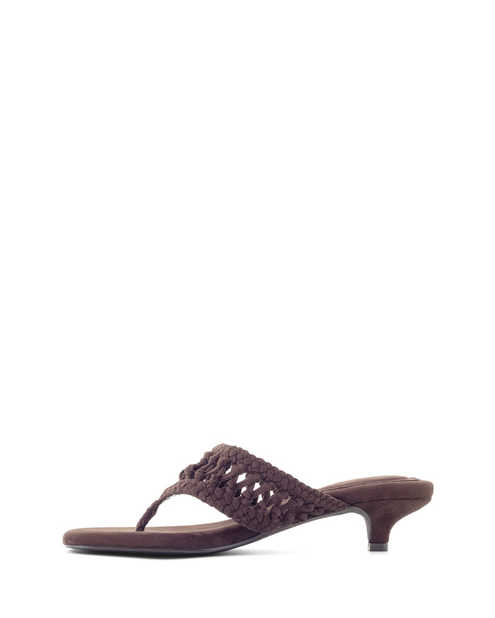 Cannes Thong Heel Chocolate Suede