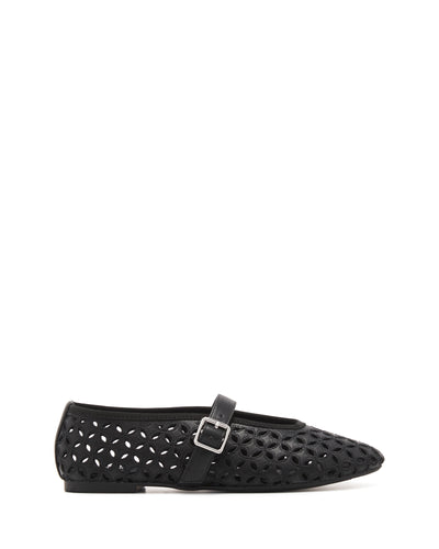 Therapy Shoes Amara Black Smooth | Women's Flat | Ballet | Cut-Out