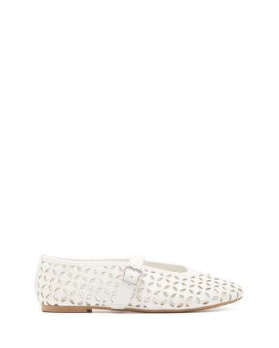 Therapy Shoes Amara White Smooth | Women's Flat | Ballet | Cut-Out