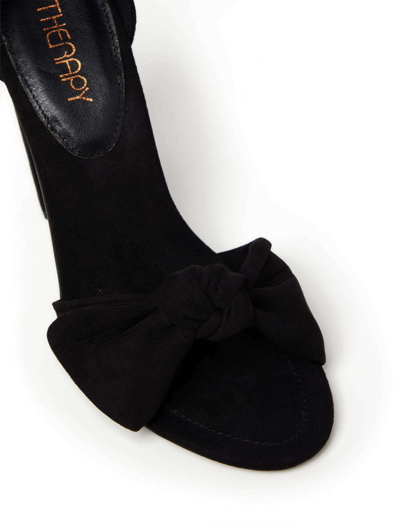 Therapy Shoes Ameins Black Faux Suede | Women's Heels | Sandals | Block | Bow