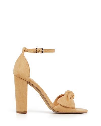 Therapy Shoes Ameins Camel Faux Suede | Women's Heels | Sandals | Block | Bow