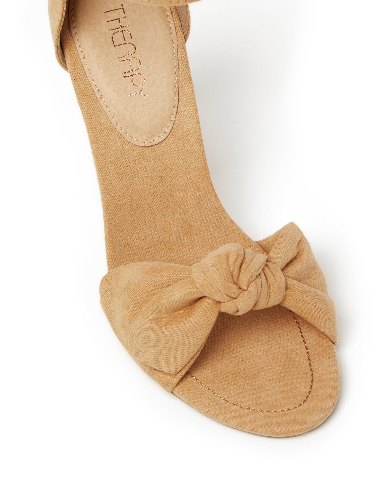 Therapy Shoes Ameins Camel Faux Suede | Women's Heels | Sandals | Block | Bow