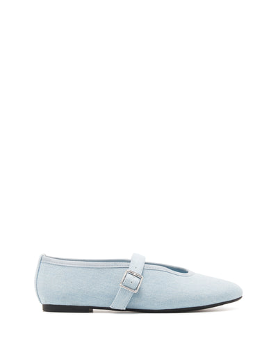 Therapy Shoes Amina Blue Denim | Women's Flat | Ballet | Round Toe