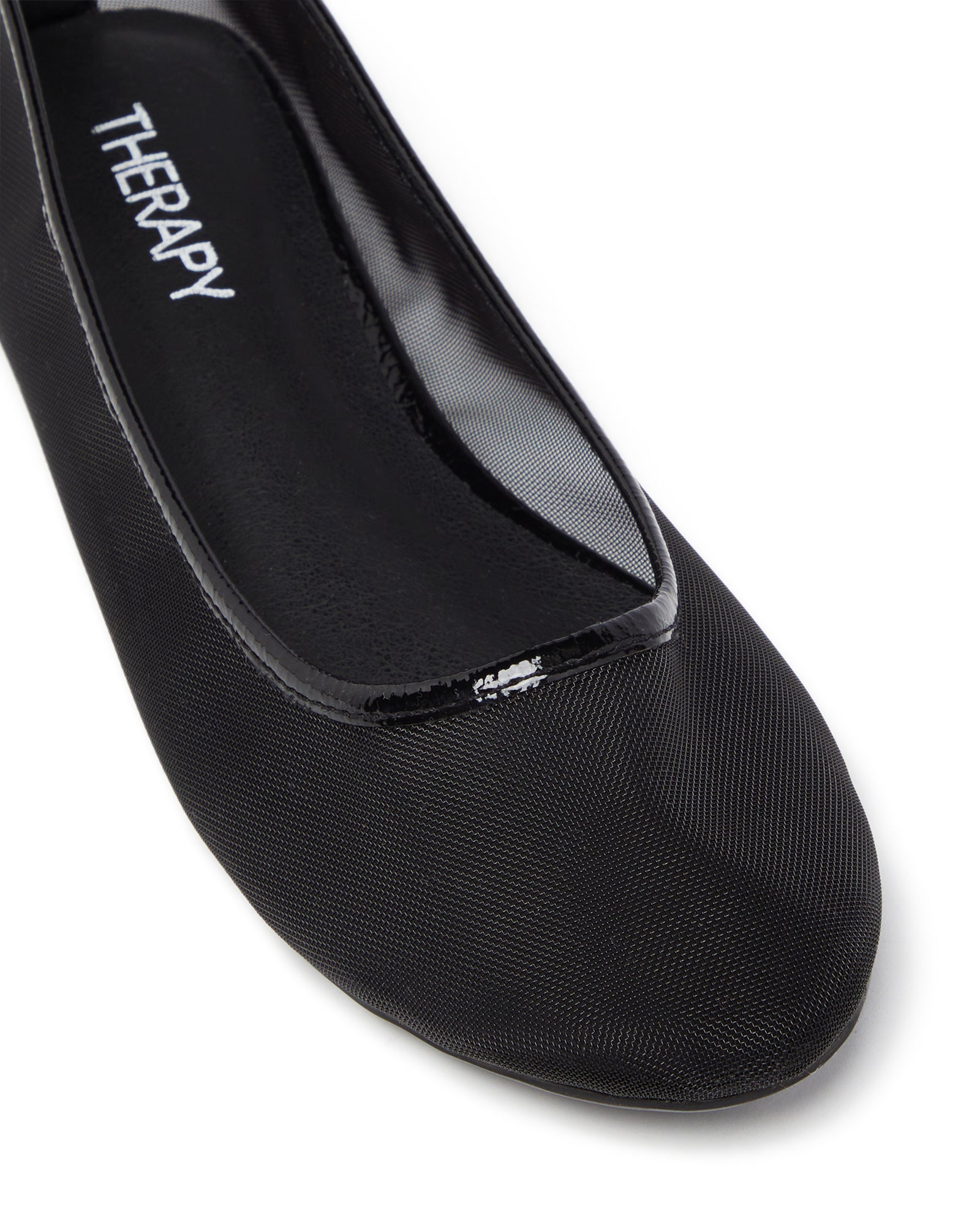 Therapy Shoes Arlo Black Crinkle Patent  | Women's Flat | Ballet | Mesh