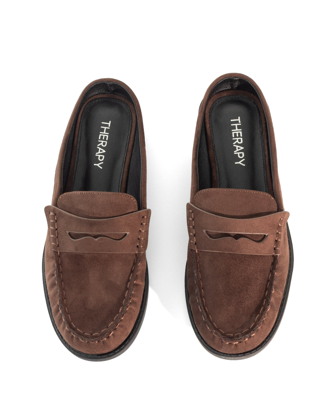 Atticus Loafer Mule Chocolate Faux Suede