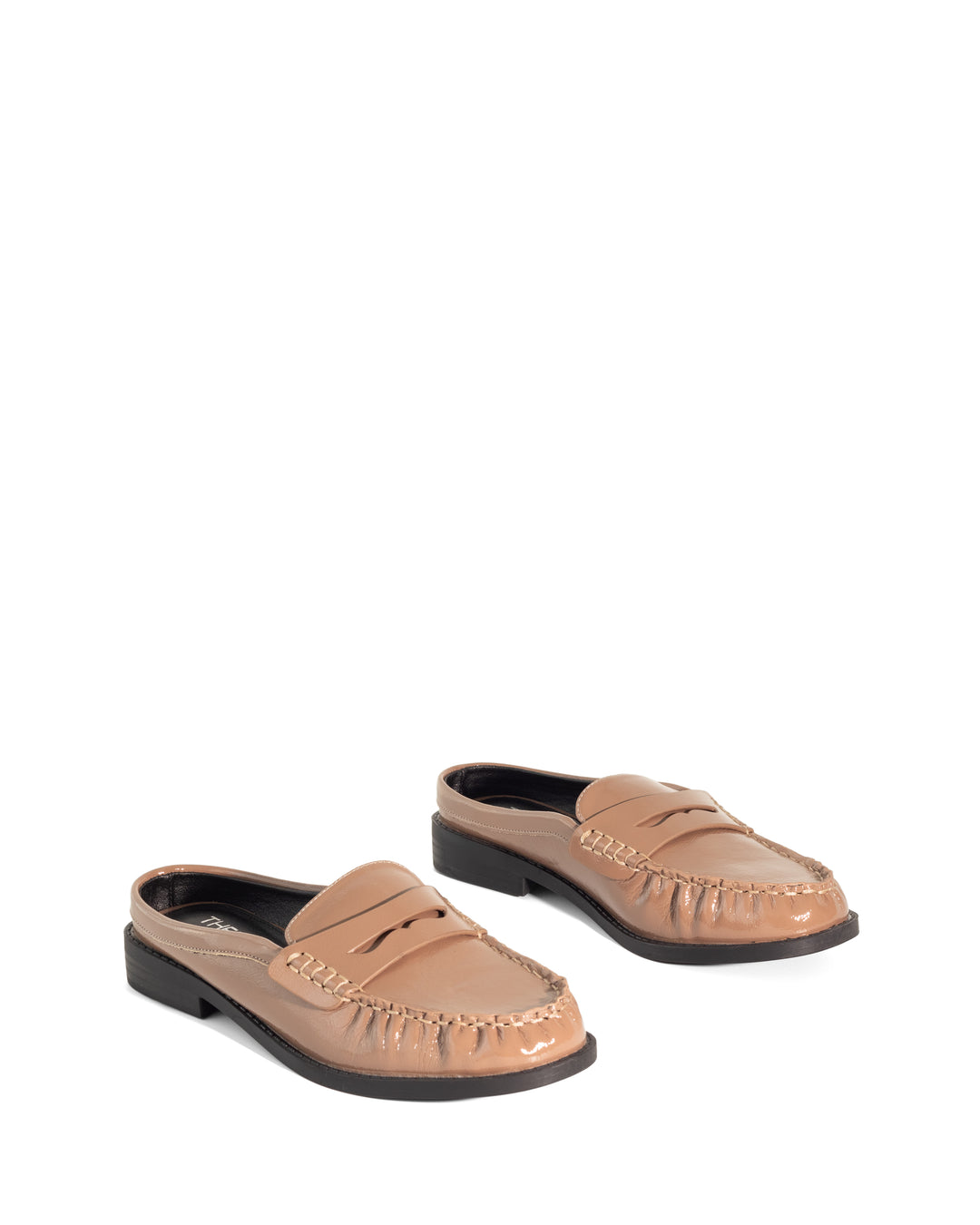 Atticus Loafer Mule Mocha Crinkled Patent