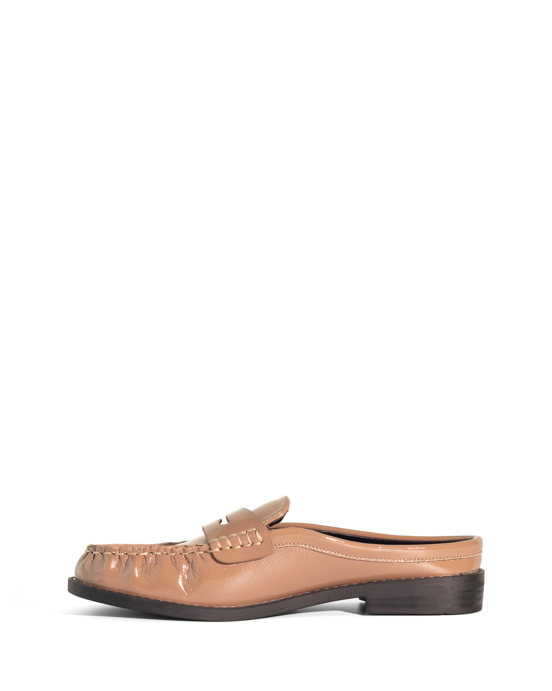 Atticus Loafer Mule Mocha Crinkled Patent