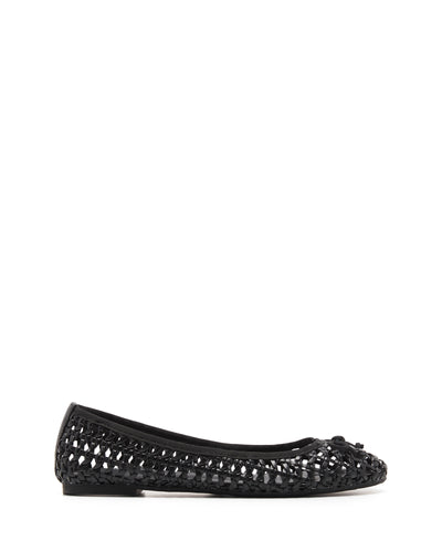 Therapy Shoes Aysha Black Smooth | Women's Flat | Ballet | Woven | Bow